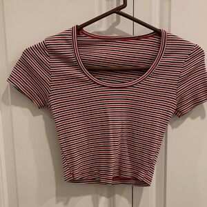 American Apparel Red and White Striped Crop Top